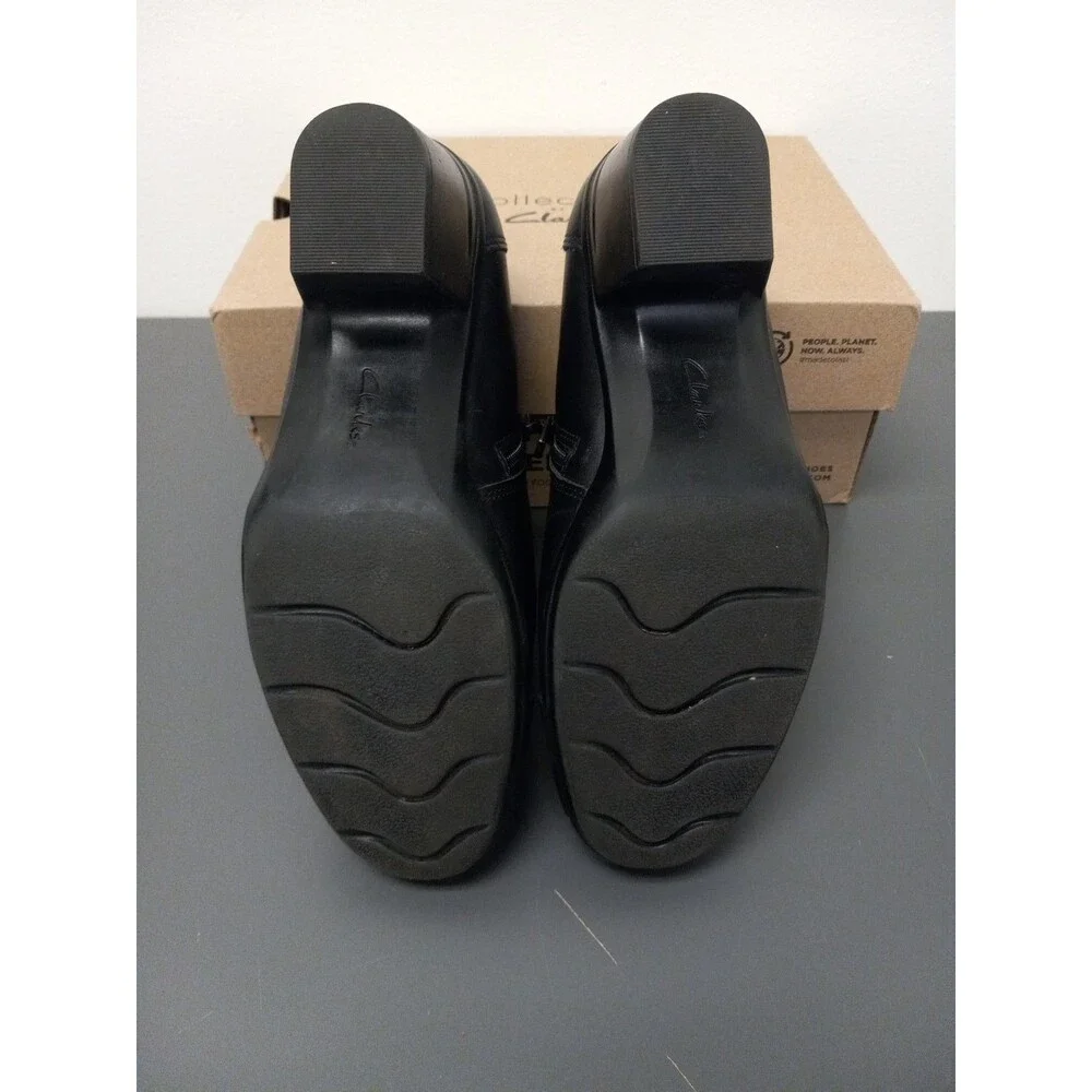 Clarks Women's Shoes Size 7.5 Black Emslie Warren Leather Ankle Booties Side Zip - Picture 6 of 8